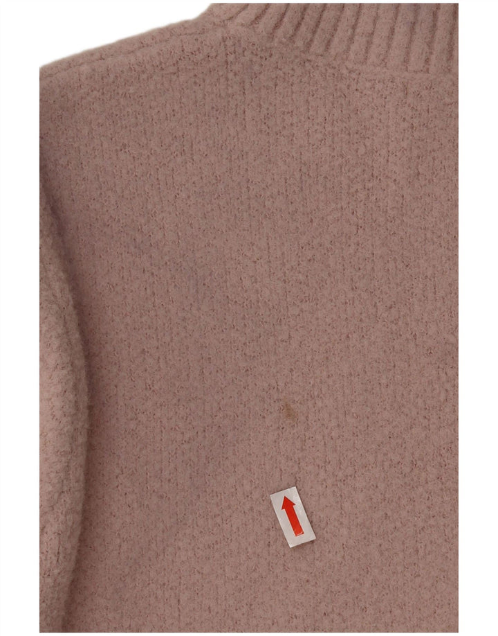 Zara Womens Crop Turtle Neck Jumper Sweater UK 10 Small Pink Nylon