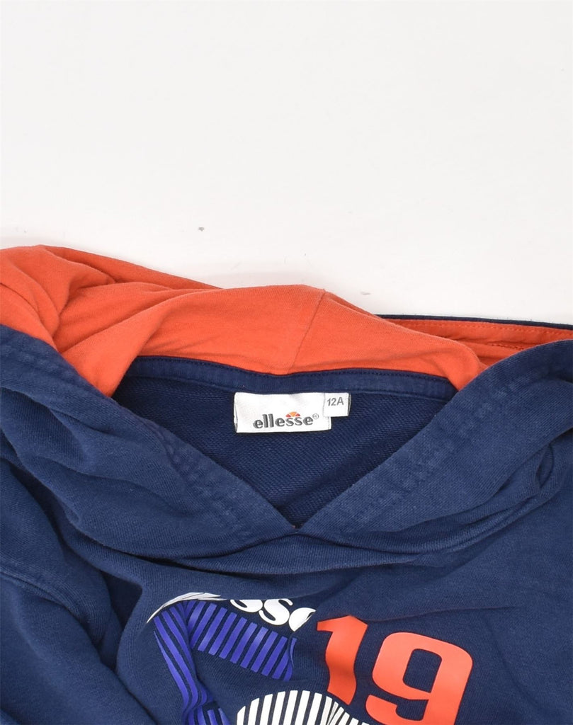 ELLESSE Boys Graphic Hoodie Jumper 11-12 Years Blue Cotton | Vintage Ellesse | Thrift | Second-Hand Ellesse | Used Clothing | Messina Hembry 