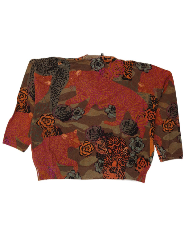 Desigual Womens V-Neck Jumper Sweater UK 14 Medium Multicoloured