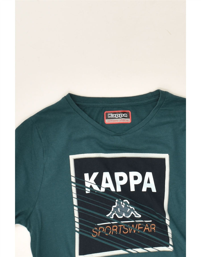 KAPPA Boys Graphic Top Long Sleeve 11-12 Years Green Cotton | Vintage Kappa | Thrift | Second-Hand Kappa | Used Clothing | Messina Hembry 