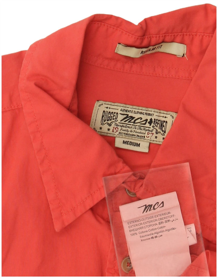 Marlboro Classics Mens Short Sleeve Regular Fit Shirt Medium Orange Cotton