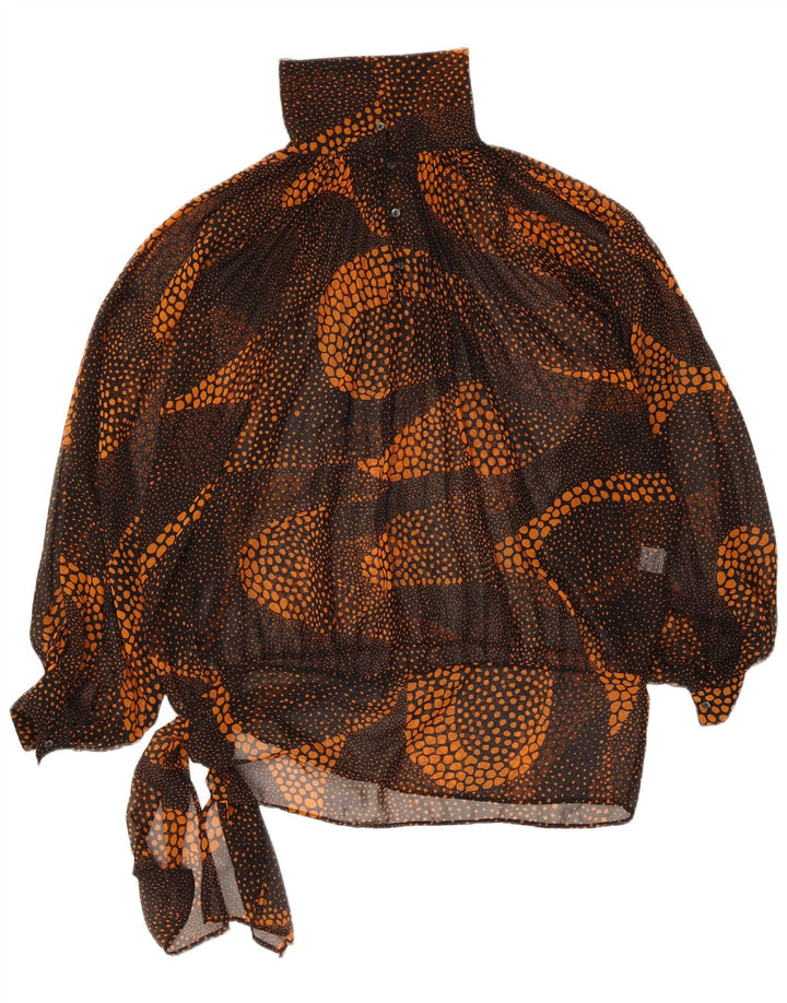 Vintage Womens Long Sleeve Oversized Blouse Top IT 48 XL Brown Spotted