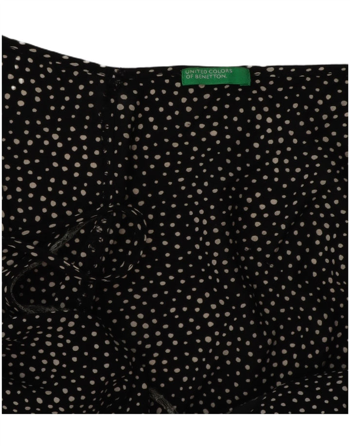 BENETTON Womens Sleeveless Blouse Top UK 10 Small Black Spotted