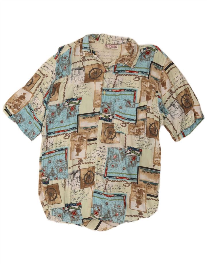 STEFANEL Mens Graphic Short Sleeve Shirt Small Multicoloured Patchwork