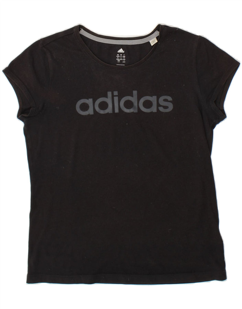 ADIDAS Womens Graphic T-Shirt Top UK 16/18 Large Black Cotton | Vintage Adidas | Thrift | Second-Hand Adidas | Used Clothing | Messina Hembry 