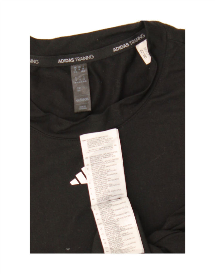 ADIDAS Womens Aeroready T-Shirt Top UK 12/14 Medium Black Polyester Vintage Adidas and Second-Hand Adidas from Messina Hembry 