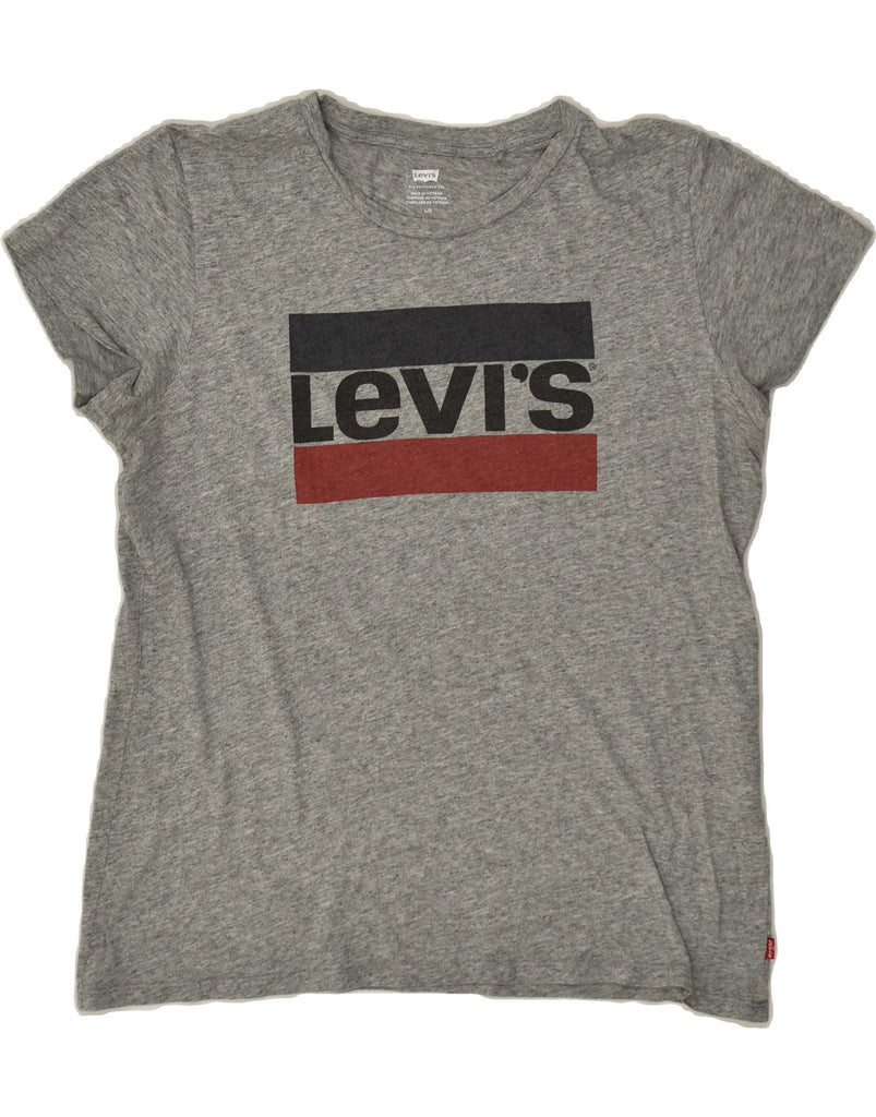 LEVI'S Womens Graphic T-Shirt Top UK 14 Large Grey | Vintage Levi's | Thrift | Second-Hand Levi's | Used Clothing | Messina Hembry 