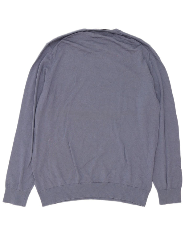 Autograph Mens Crew Neck Jumper Sweater XL Blue Merino Wool