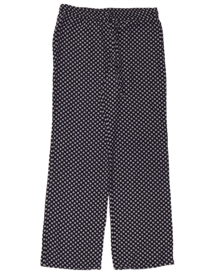 Zara Womens Wide Leg Trousers Medium W30 L32 Navy Blue Spotted Polyester