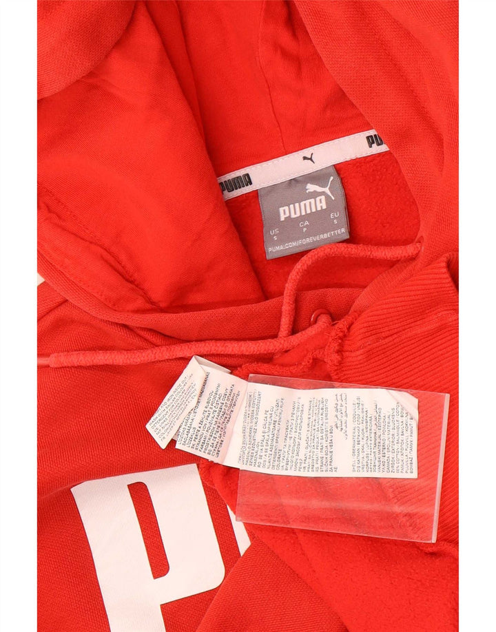 Puma Mens Graphic Hoodie Jumper Small Red Cotton