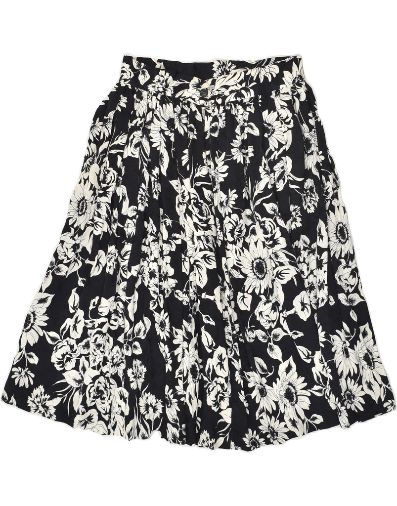 VINTAGE Womens Pleated Skirt W26 Small Black Floral | Vintage Vintage | Thrift | Second-Hand Vintage | Used Clothing | Messina Hembry 