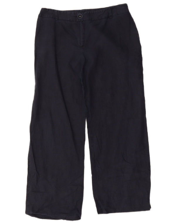 Marks & Spencer Womens Casual Trousers UK 12 Medium W32 L28 Navy Blue