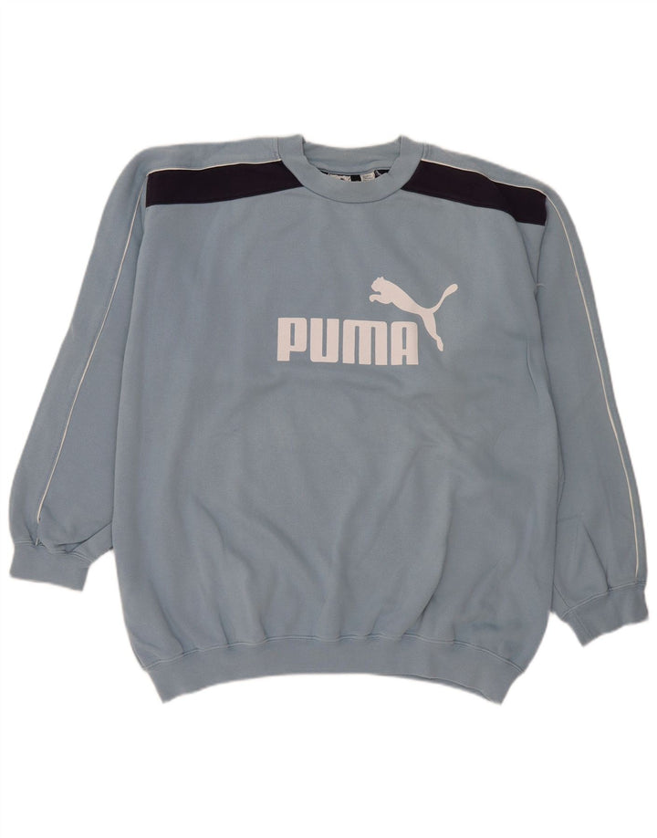 Puma Mens Graphic Sweatshirt Jumper XL Blue Colourblock Cotton