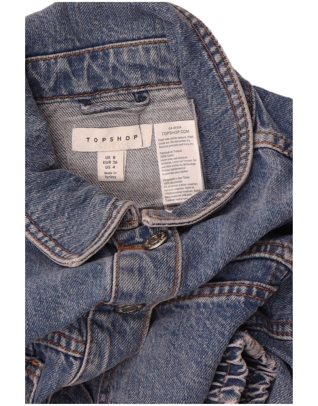 Topshop Womens Crop Denim Jacket UK 8 Small Blue