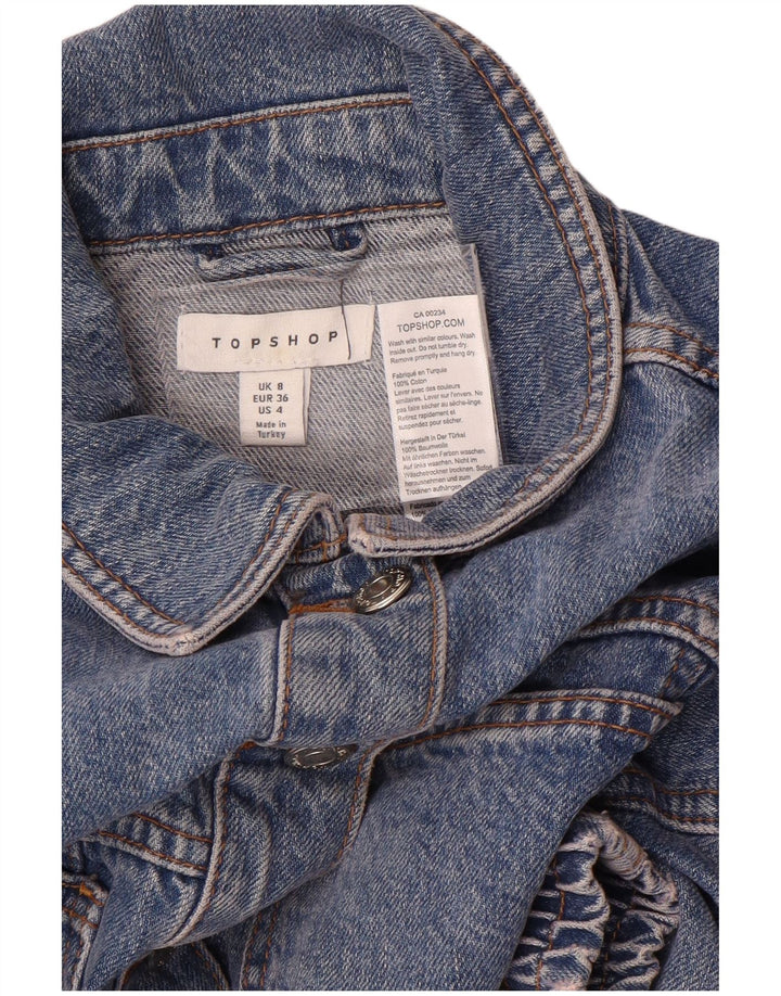 Topshop Womens Crop Denim Jacket UK 8 Small Blue