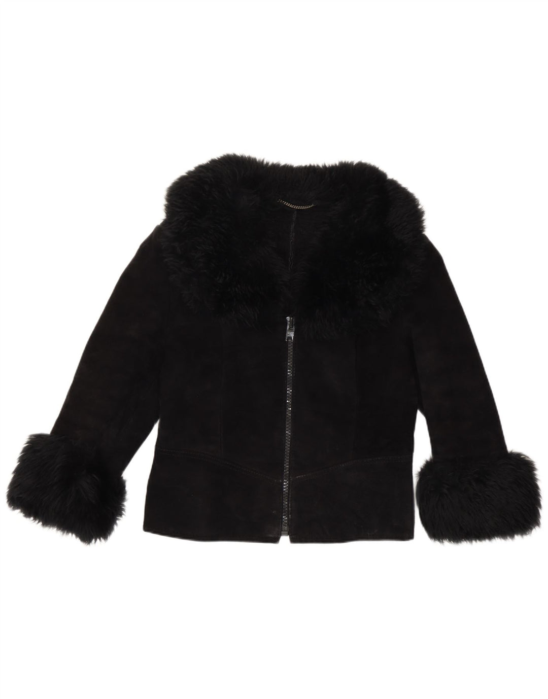 Vintage Womens 3/4 Sleeve Suede Jacket UK 10 Small Black