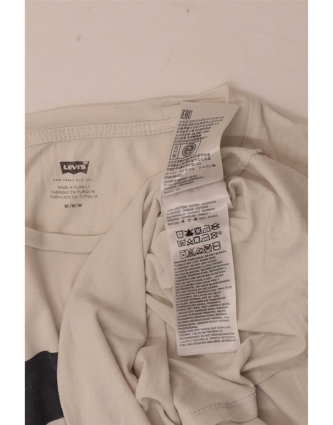 Levi's Mens Graphic T-Shirt Top Medium White Colourblock Cotton