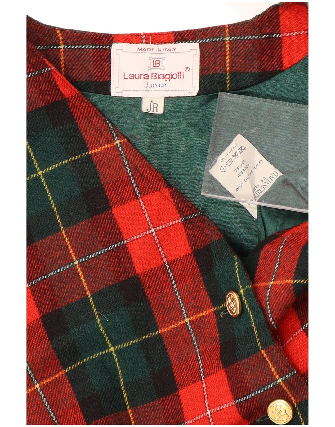 Laura Biagiotti Girls Waistcoat 9-10 Years Red Check Wool