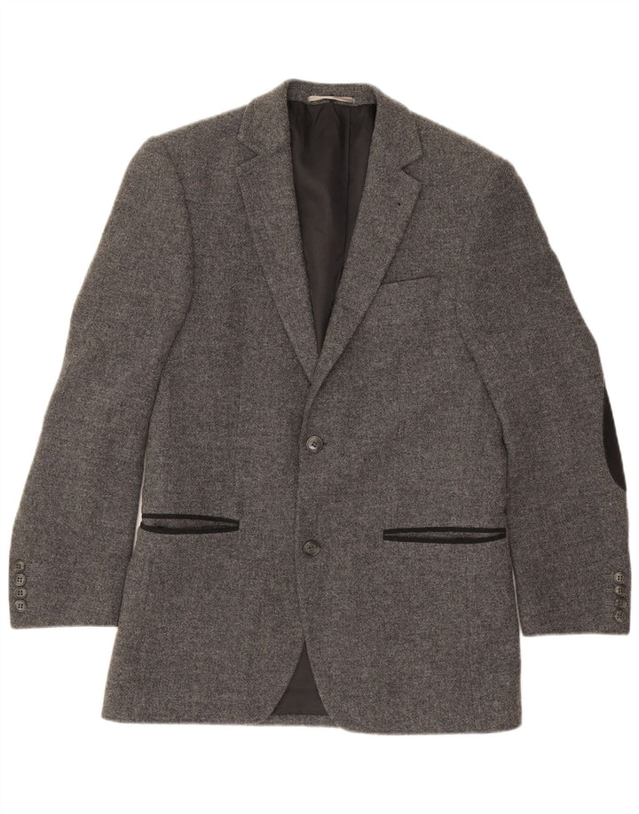 Vintage Mens 2 Button Blazer Jacket IT 46 Small Grey Wool
