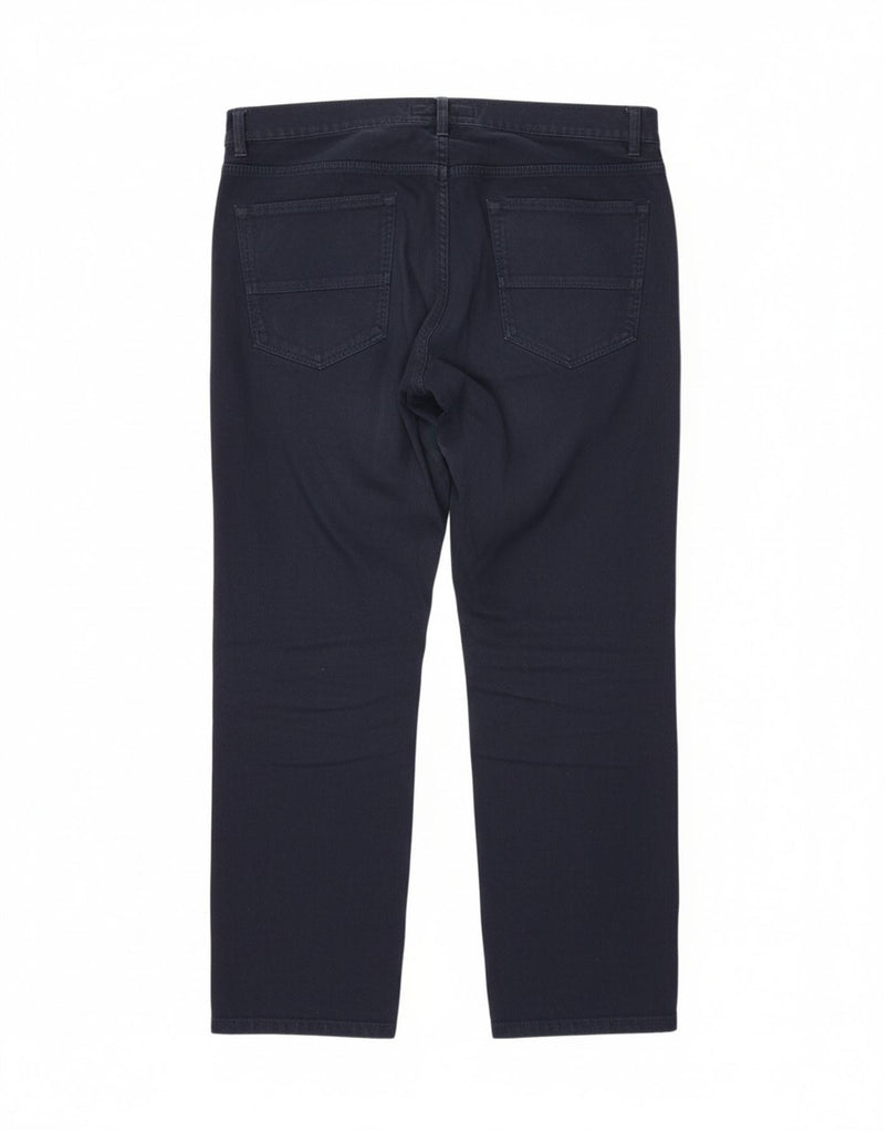TRUSSARDI Mens Straight Casual Trousers W42 L29 Navy Blue Cotton Vintage Trussardi and Second-Hand Trussardi from Messina Hembry 