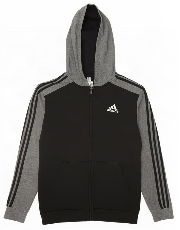 Adidas Mens Zip Hoodie Sweater Medium Black Colourblock Cotton