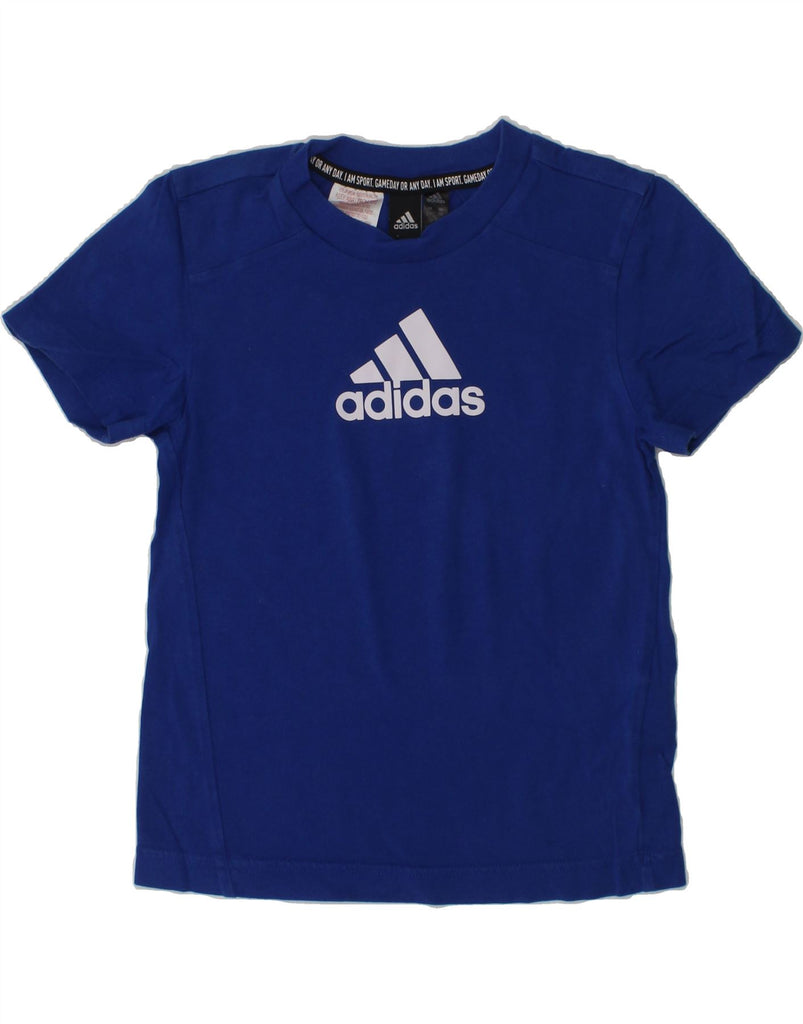 ADIDAS Boys Graphic T-Shirt Top 5-6 Years Navy Blue Cotton | Vintage Adidas | Thrift | Second-Hand Adidas | Used Clothing | Messina Hembry 