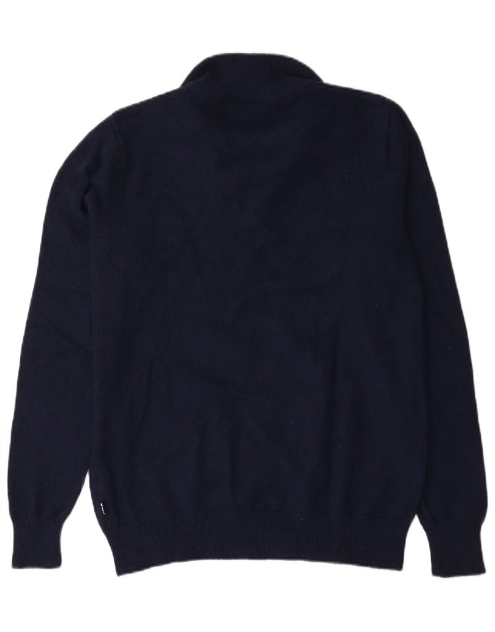 Fila Mens Zip Neck Jumper Sweater Large Navy Blue Nylon