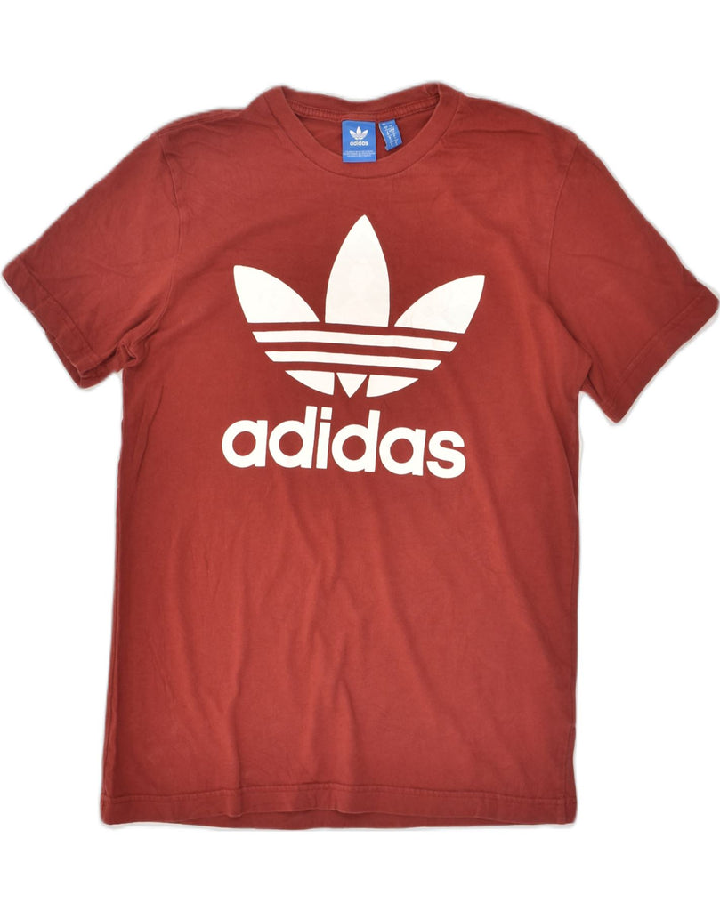 ADIDAS Mens Graphic T-Shirt Top Small Burgundy Cotton | Vintage Adidas | Thrift | Second-Hand Adidas | Used Clothing | Messina Hembry 