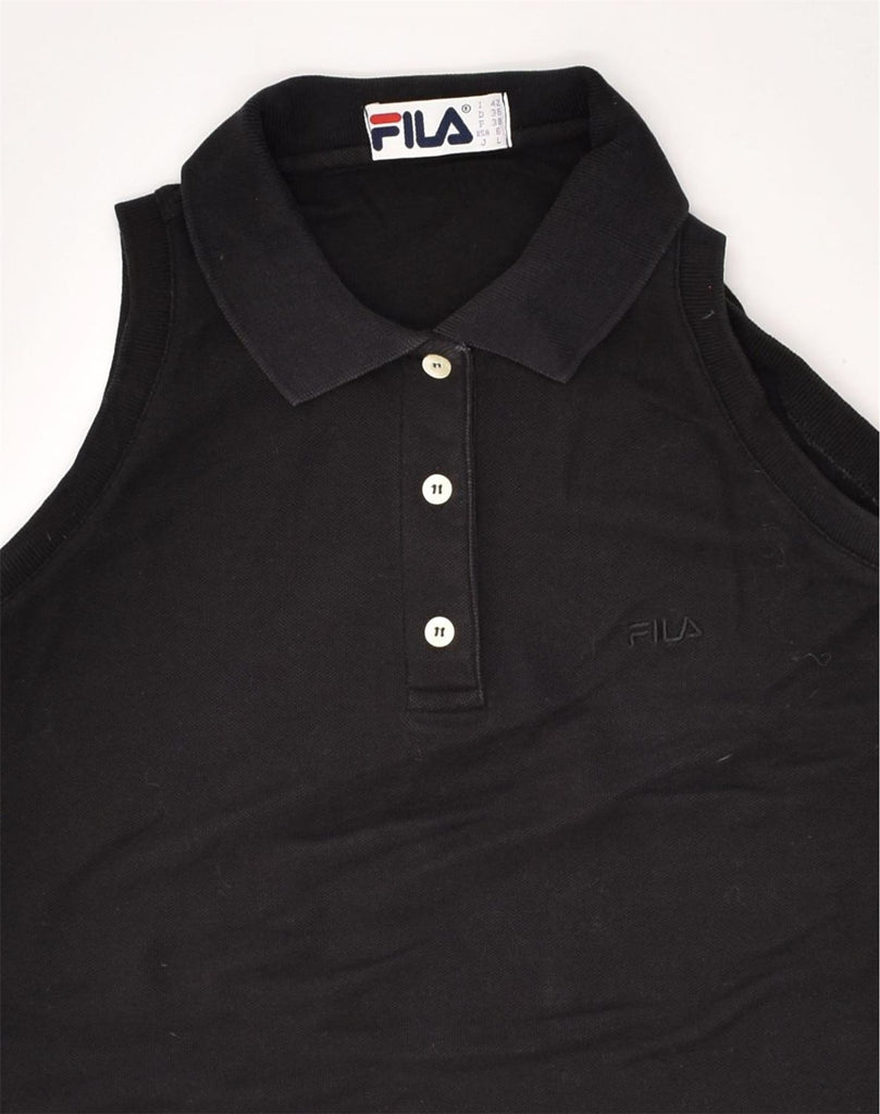 FILA Womens Sleeveless Polo Shirt US 6 Medium Black | Vintage Fila | Thrift | Second-Hand Fila | Used Clothing | Messina Hembry 