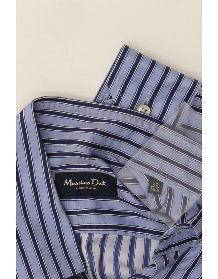 Massimo Dutti Mens Shirt Size 42 16 1/2 Large Blue Striped