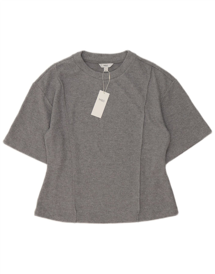 Marks & Spencer Womens T-Shirt Top UK 16 Large Grey Polyester