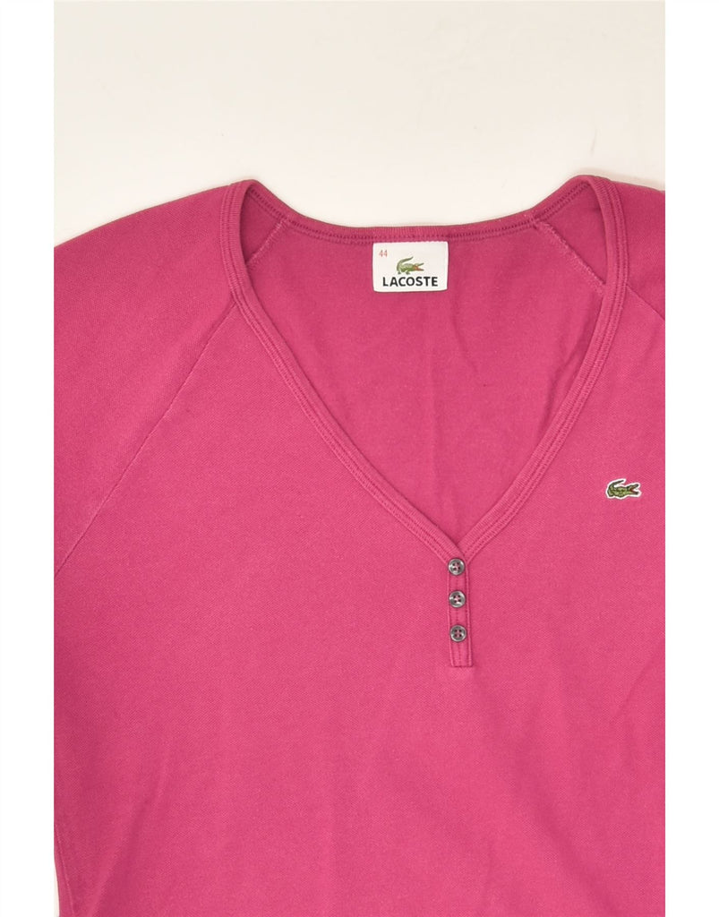 LACOSTE Womens T-Shirt Top Size 44 Large Pink Cotton | Vintage Lacoste | Thrift | Second-Hand Lacoste | Used Clothing | Messina Hembry 