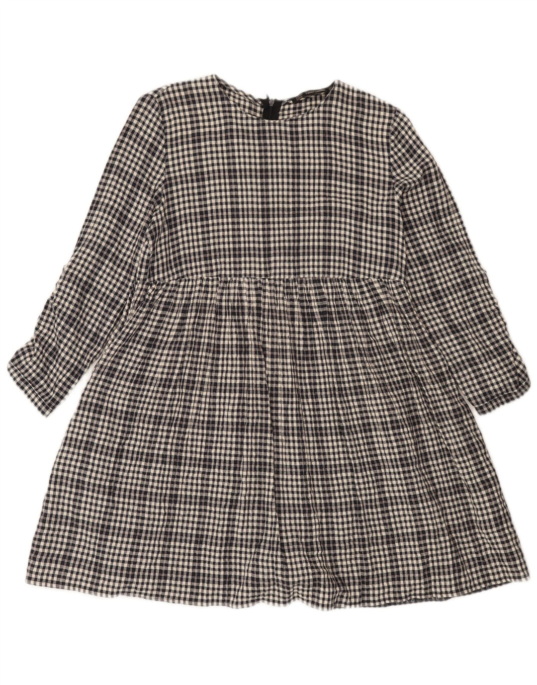 Zara Womens Trafaluc Long Sleeve Playsuit UK 10 Small Black Gingham Cotton