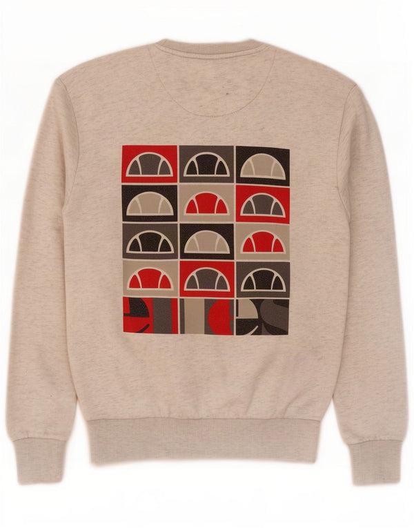 Ellesse Mens Graphic Sweatshirt Jumper Small Grey Flecked Polyester