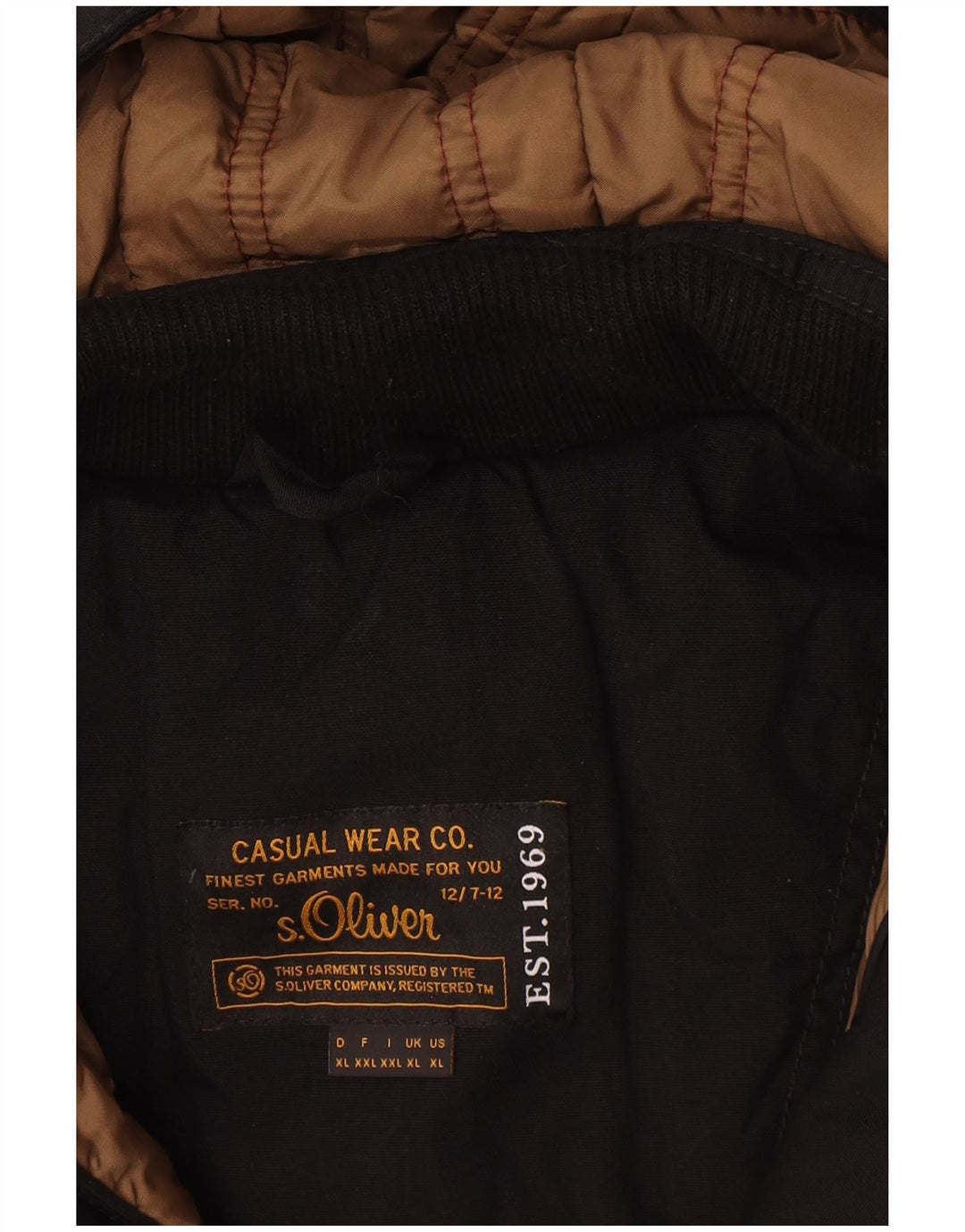 S.Oliver Mens Hooded Padded Jacket UK 42 XL Black Polyester