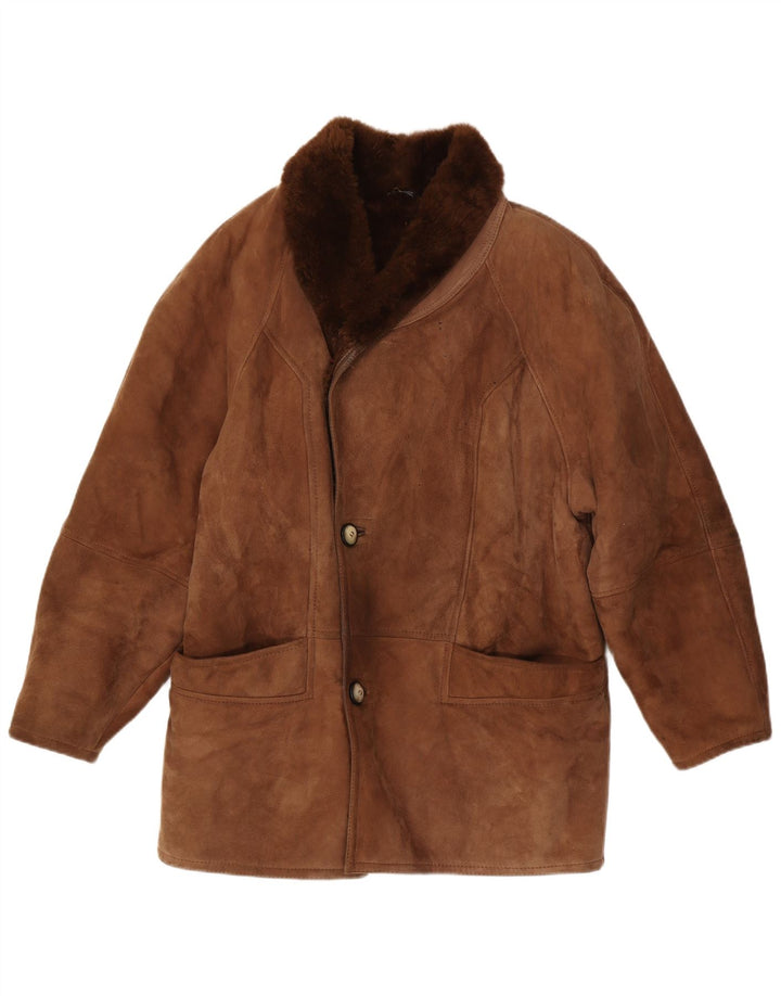 Vintage Mens Shearling Jacket IT 48 Medium Brown Shearling