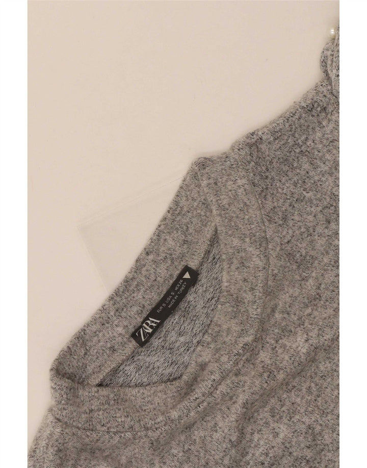 Zara Womens Crop Top Long Sleeve UK 8 Small Grey