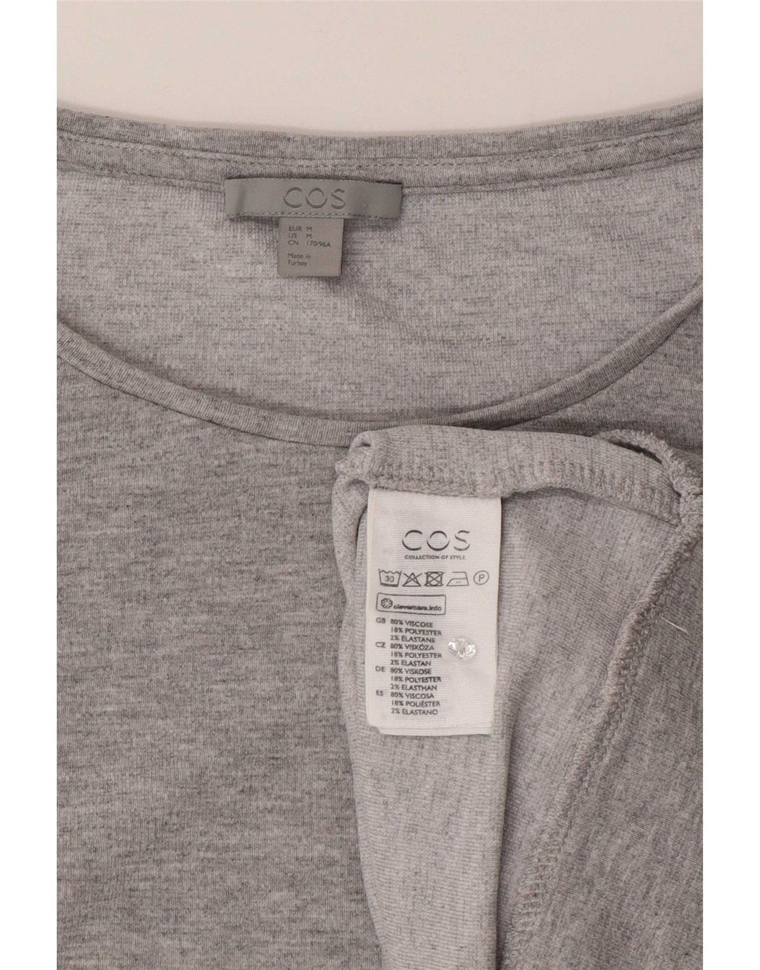 Cos Womens Oversized Top Long Sleeve UK 14 Medium Grey Flecked Viscose