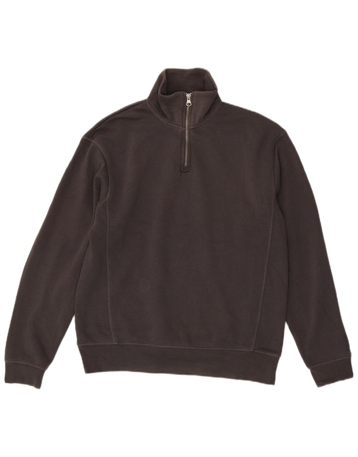 Zara Mens Zip Neck Sweatshirt Jumper Small Grey Polyester