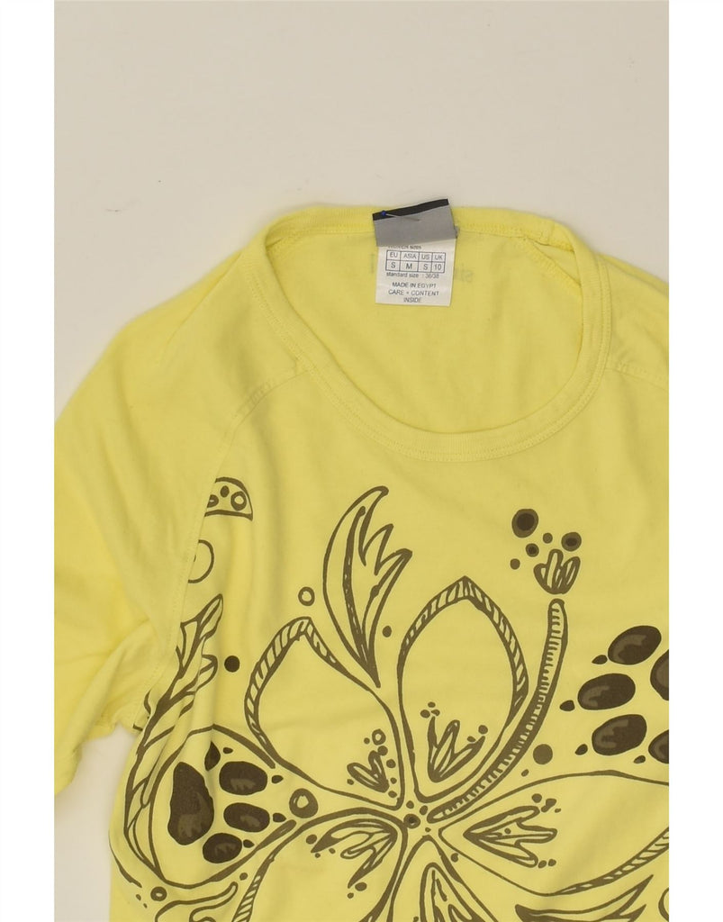 JACK WOLFSKIN Womens Graphic Top Long Sleeve UK 10 Small  Yellow Floral | Vintage Jack Wolfskin | Thrift | Second-Hand Jack Wolfskin | Used Clothing | Messina Hembry 