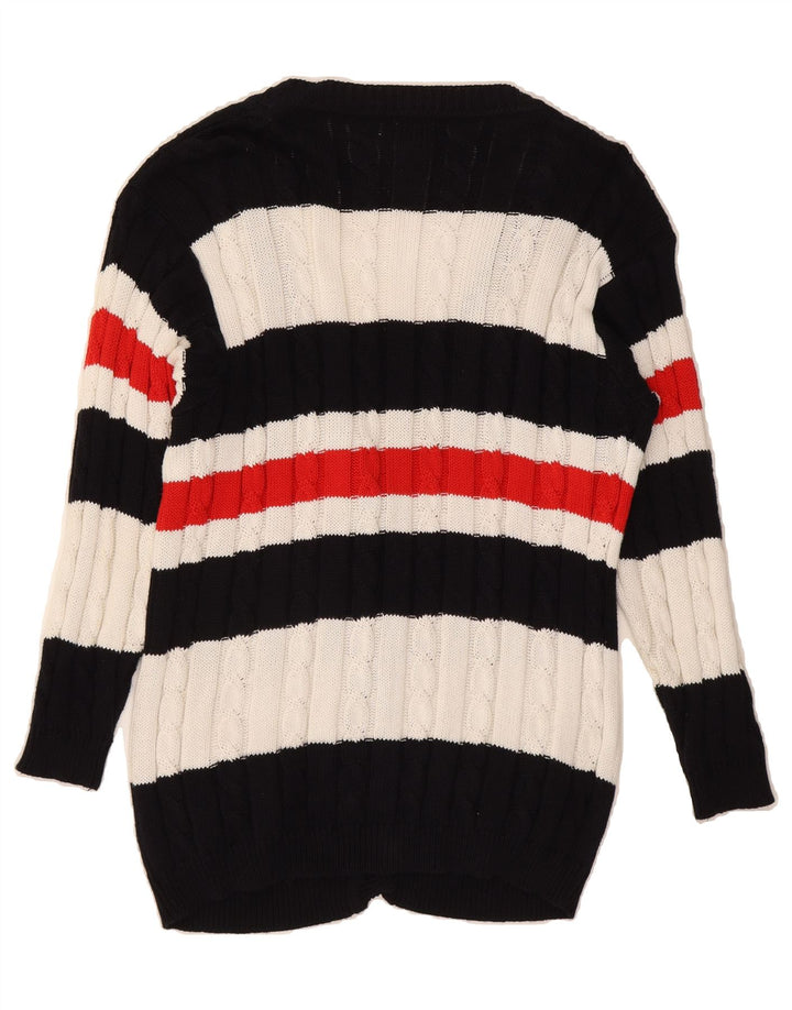 STUDIO Womens Cardigan Sweater UK 14 Large Multicoloured Striped Cotton Vintage Studio and Second-Hand Studio from Messina Hembry 