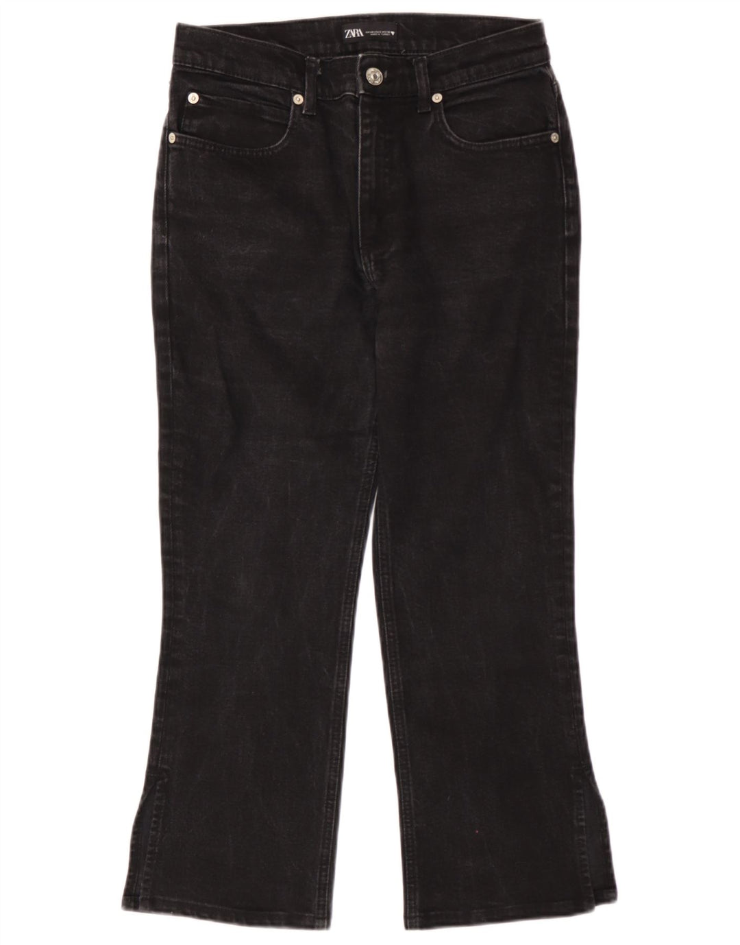 Zara Womens Cropped Jeans EU 40 Large W30 L25 Black Cotton