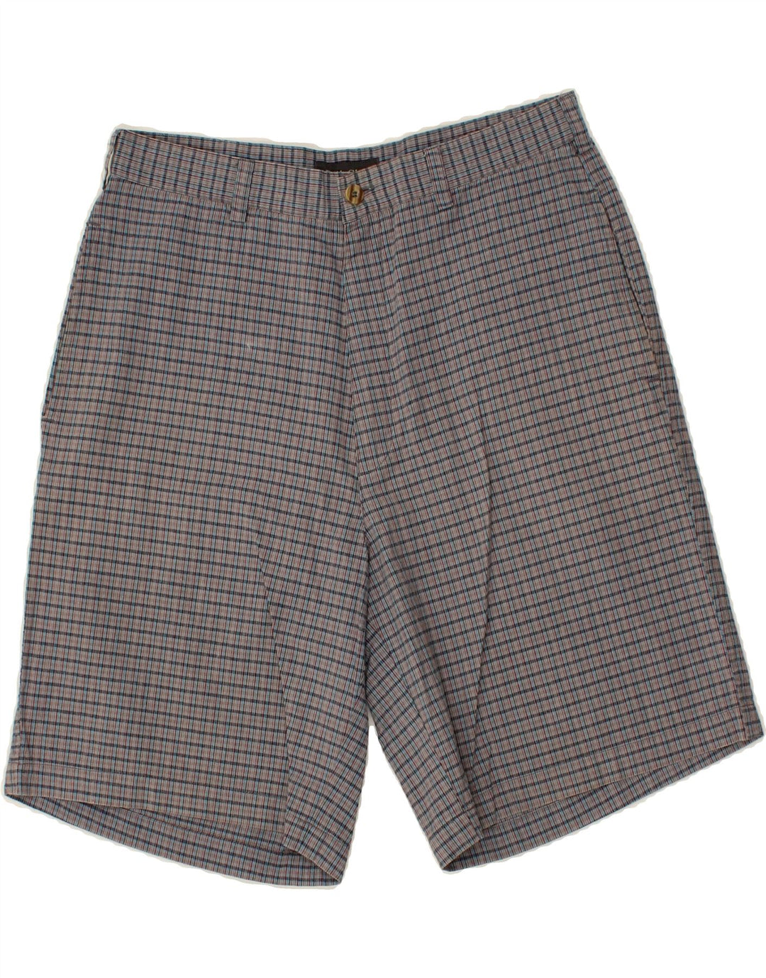 VINTAGE Mens Chino Shorts W32 Medium Grey Check Cotton