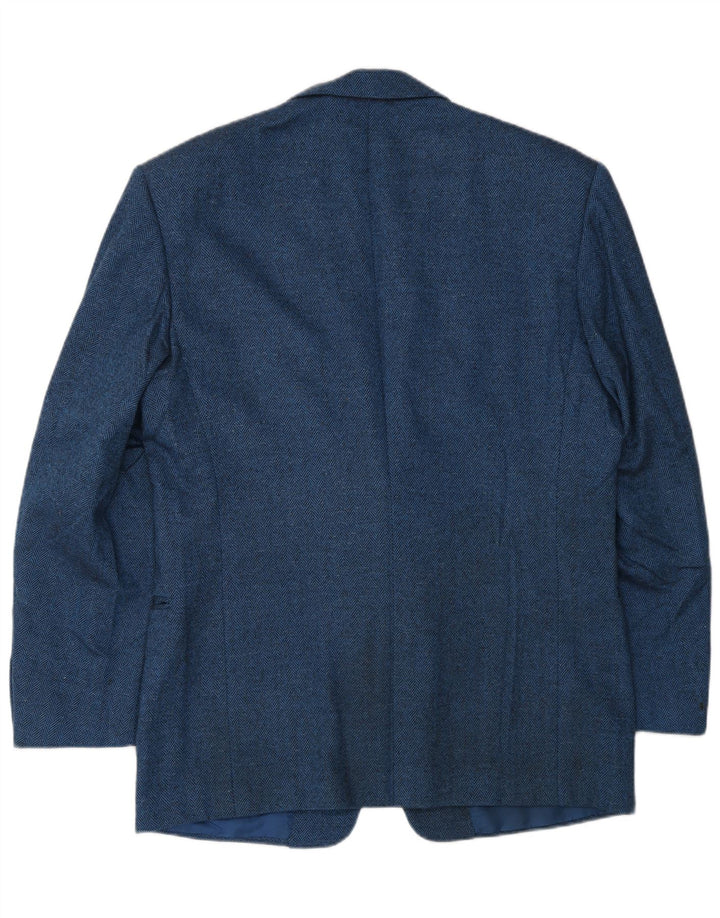 Pal Zileri Mens 2 Button Blazer Jacket IT 52 XL Blue Herringbone Wool