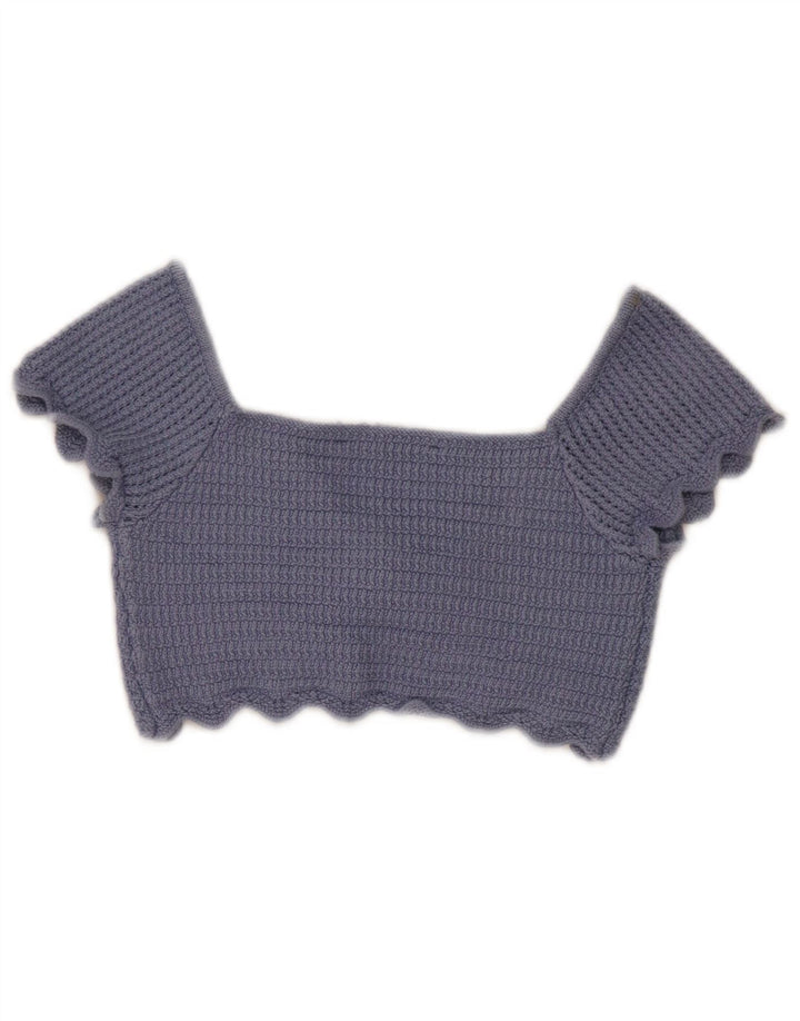 Zara Womens Knit Crop Top UK 8 Small Blue