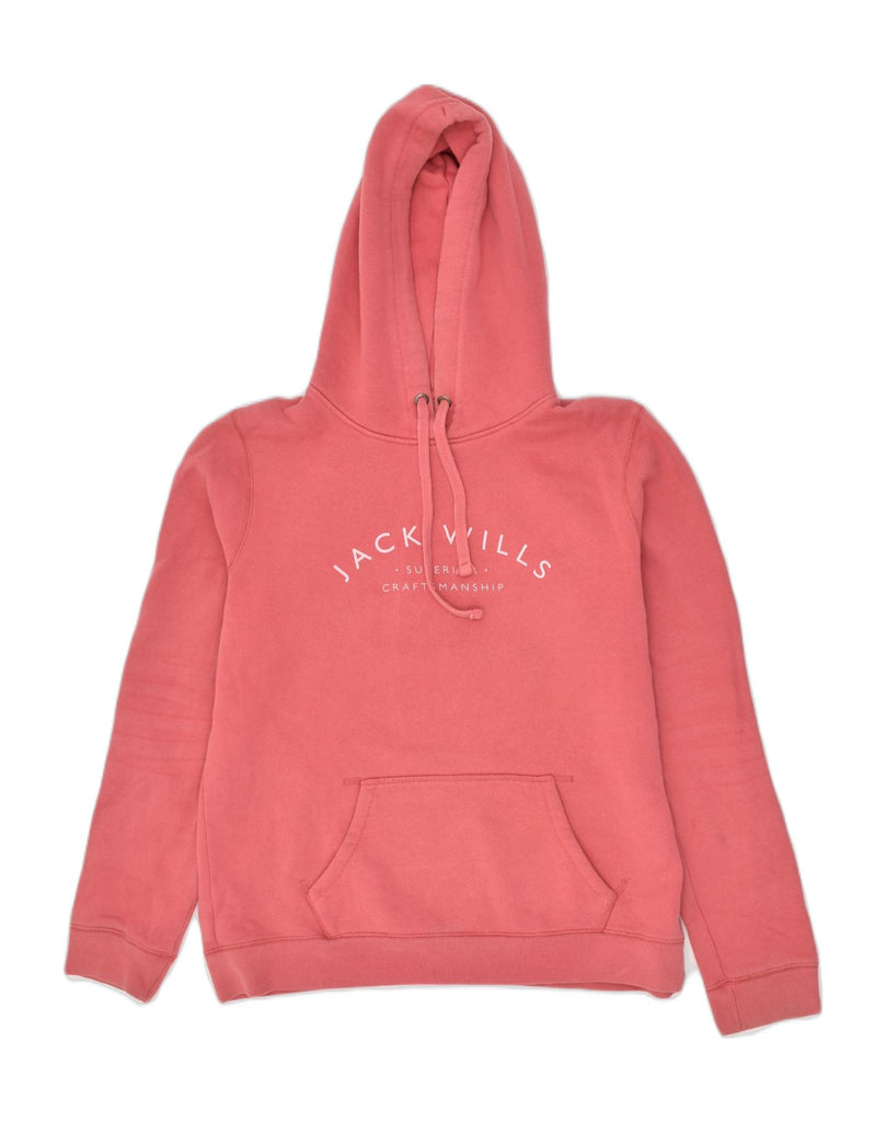 JACK WILLS Womens Graphic Hoodie Jumper UK 14 Large Red Cotton | Vintage Jack Wills | Thrift | Second-Hand Jack Wills | Used Clothing | Messina Hembry 