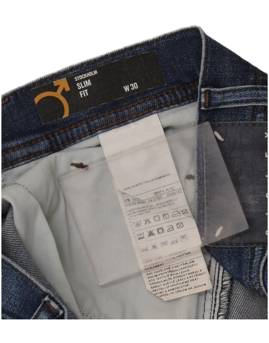 Sisley Mens Stockholm Slim Fit Denim Shorts W30 Medium Blue Cotton