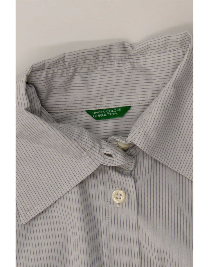 Benetton Womens Formal Shirt UK 16 Large Blue Striped