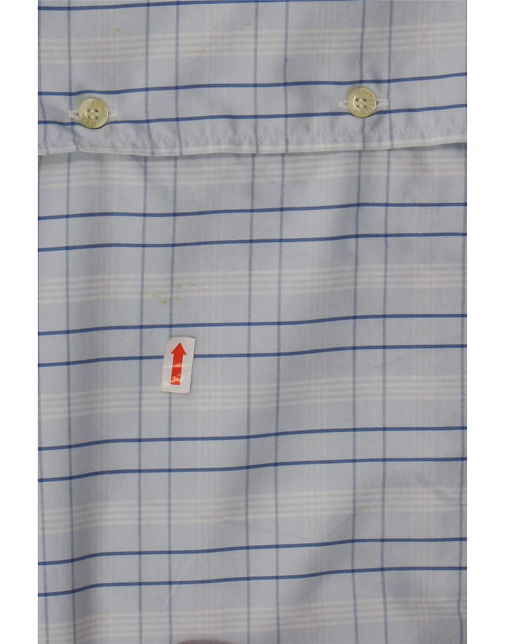 LACOSTE Mens Short Sleeve Shirt Size 46 2XL Blue Check Cotton