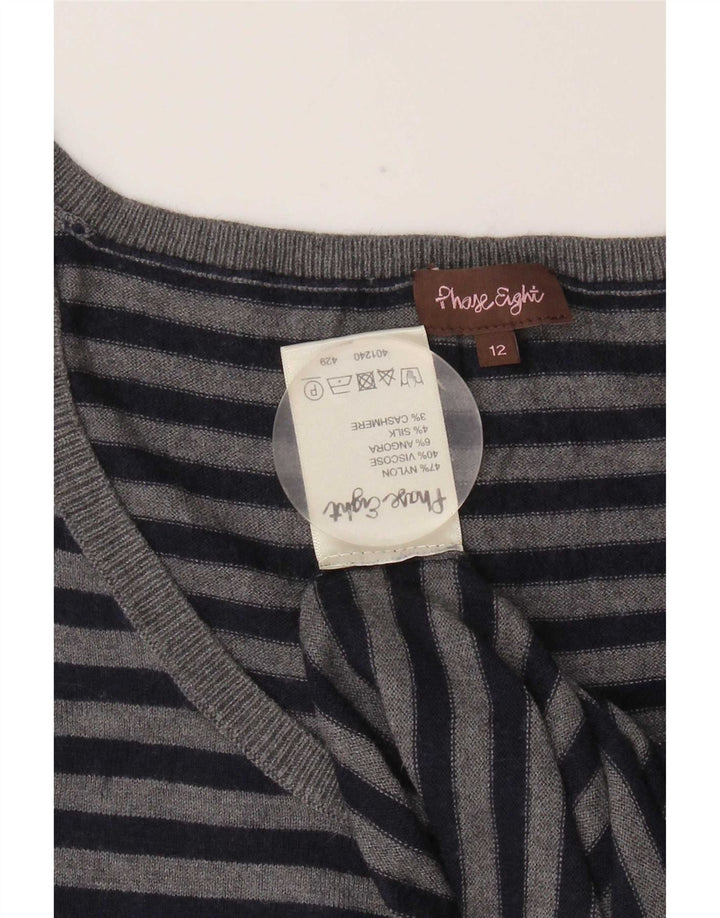 Phase Eight Womens Vest Tank Top UK 12 Medium Grey Striped Nylon